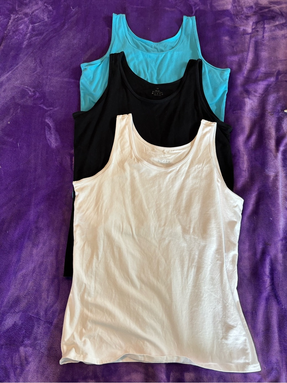 Women’s Tank Top with Shelf Bra Set - White, Black, Aqua